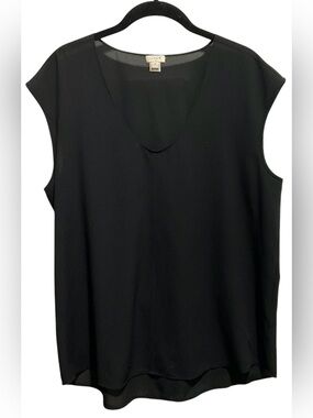 J.Crew Black High-Low Sleeveless Draped Blouse - Size 14